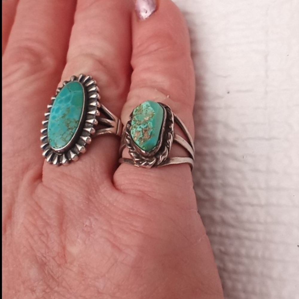 Native American Sterl.Silver Raw Turquoise Ring VINTAGE - Picture 14 of 16